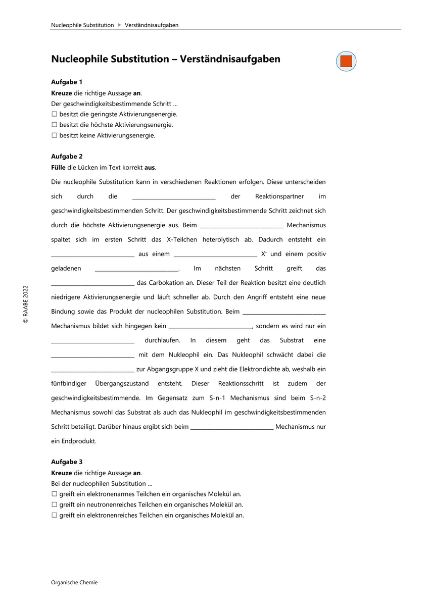 Lernen & Üben: Nucleophile Substitution Lernen & Üben: Nucleophile Substitution