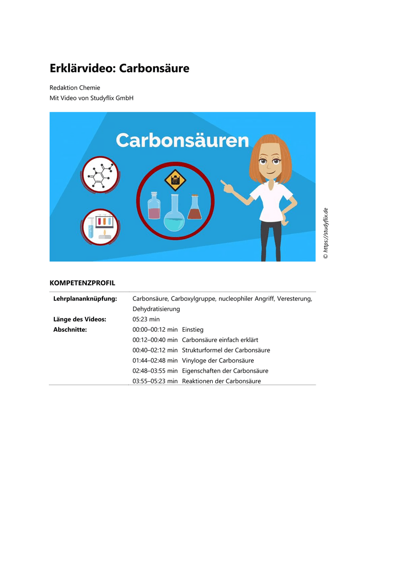 Lernen & Üben: Carbonsäure Lernen & Üben: Carbonsäure