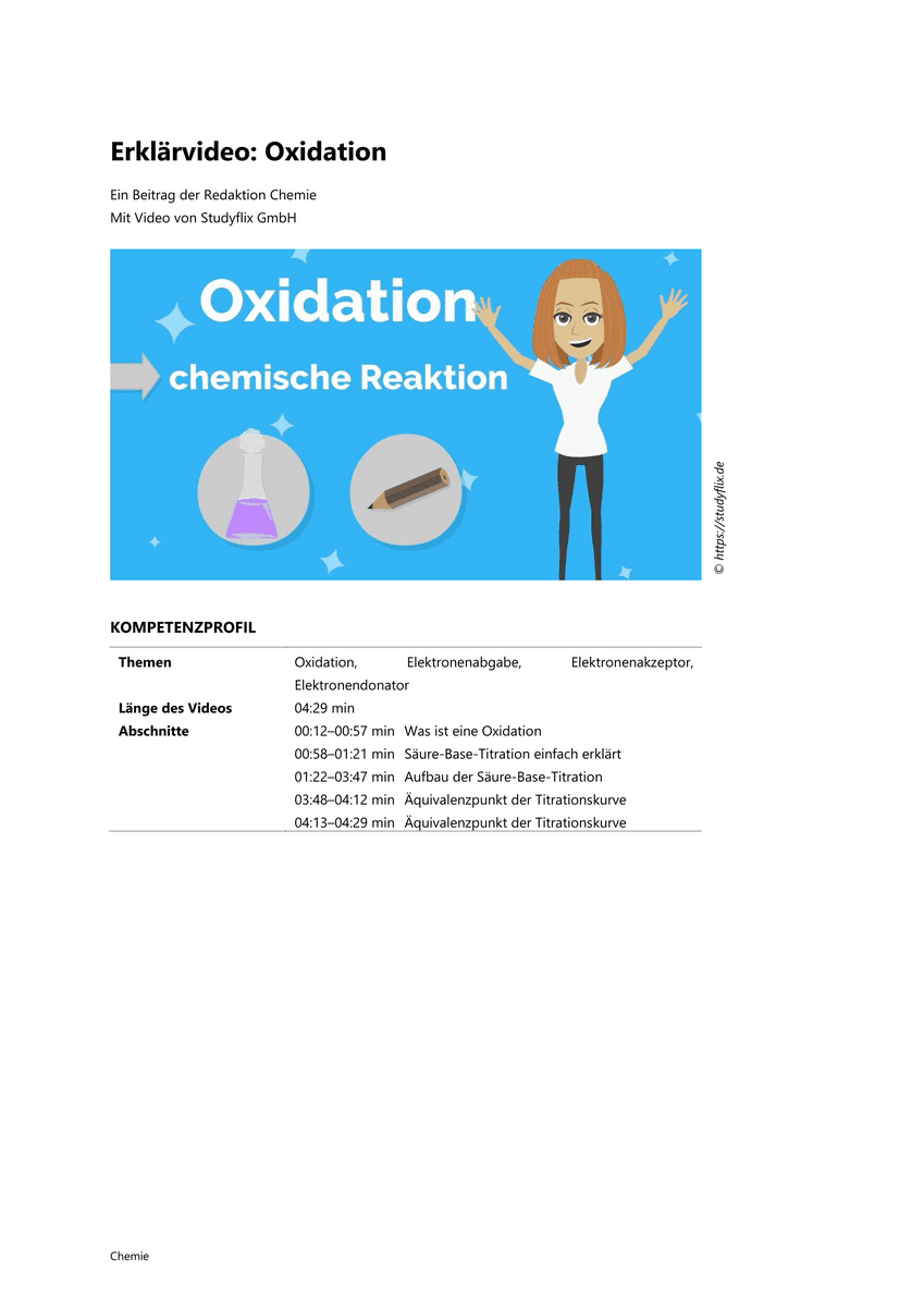 Lernen & Üben: Oxidation Lernen & Üben: Oxidation