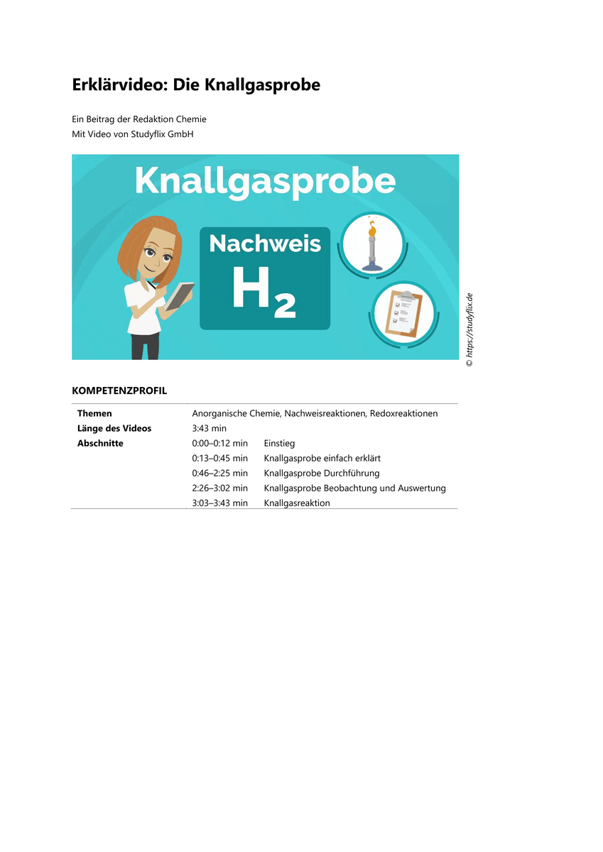 Lernen & Üben: Knallgasprobe Lernen & Üben: Knallgasprobe