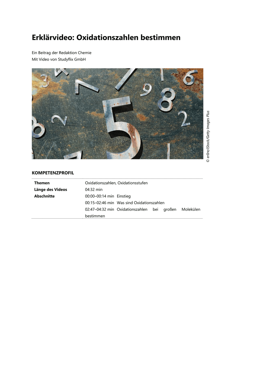 Lernen & Üben: Oxidationszahlen bestimmen Lernen & Üben: Oxidationszahlen bestimmen