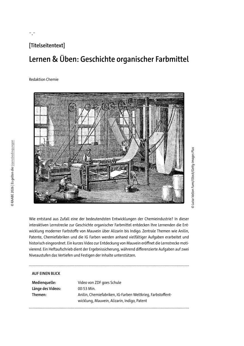Lernen & Üben: Geschichte organischer Farbmittel Lernen & Üben: Geschichte organischer Farbmittel