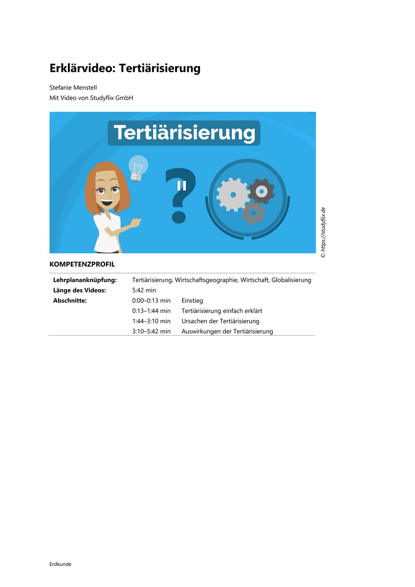 Lernen & Üben: Tertiärisierung Lernen & Üben: Tertiärisierung