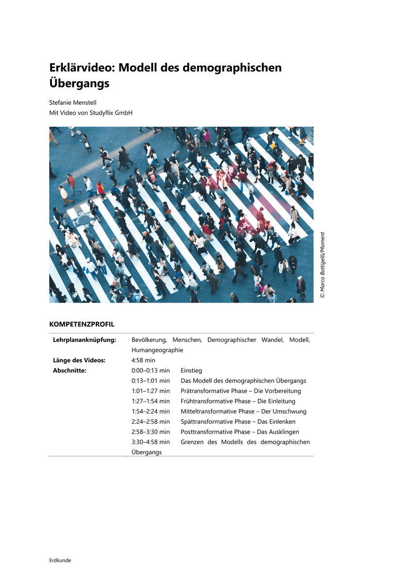 Lernen & Üben: Modell des demographischen Übergangs Lernen & Üben: Modell des demographischen Übergangs