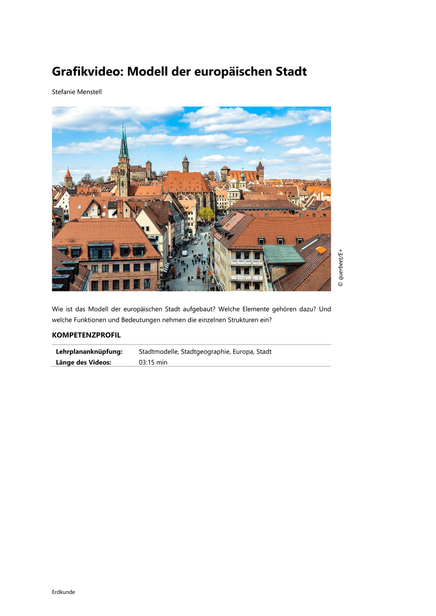 Lernen & Üben: Modell der europäischen Stadt Lernen & Üben: Modell der europäischen Stadt