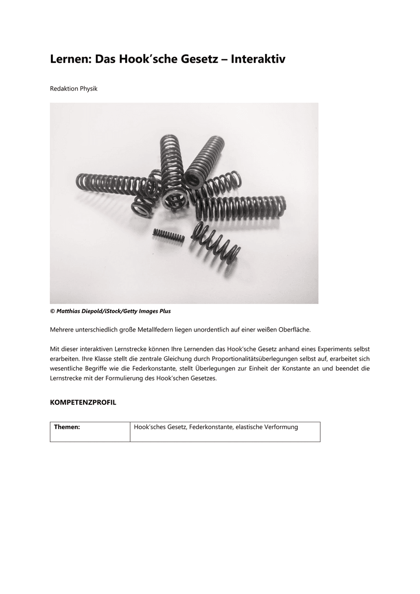 Lernen: Das Hook'sche Gesetz Lernen: Das Hook'sche Gesetz