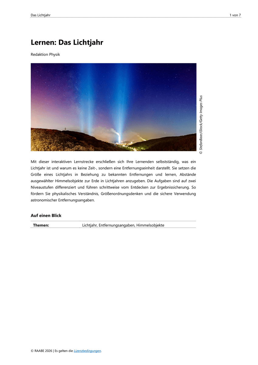 Lernen: Das Lichtjahr Lernen: Das Lichtjahr
