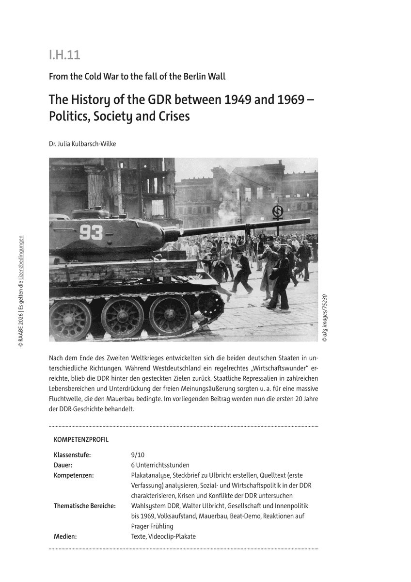 The History of the GDR between 1949 and 1969 The History of the GDR between 1949 and 1969