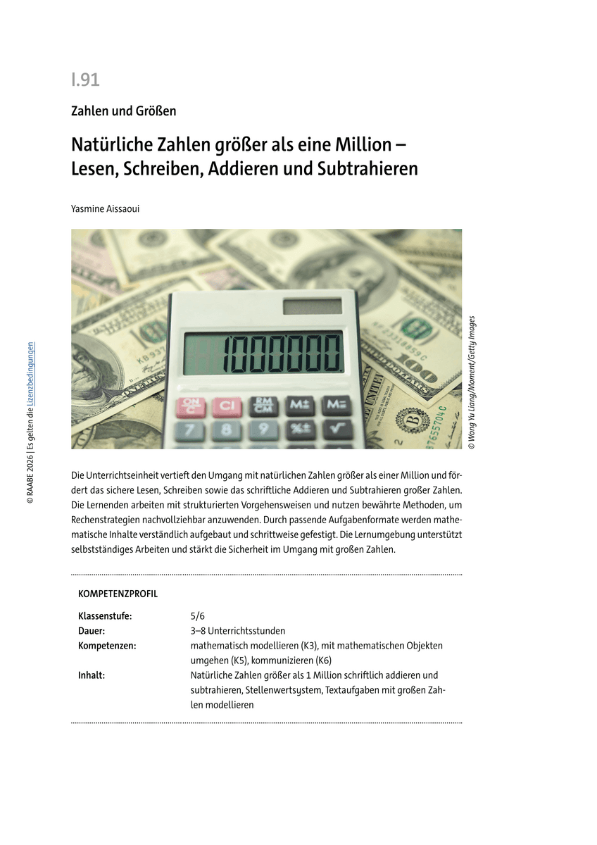 Natürliche Zahlen größer als eine Million Natürliche Zahlen größer als eine Million