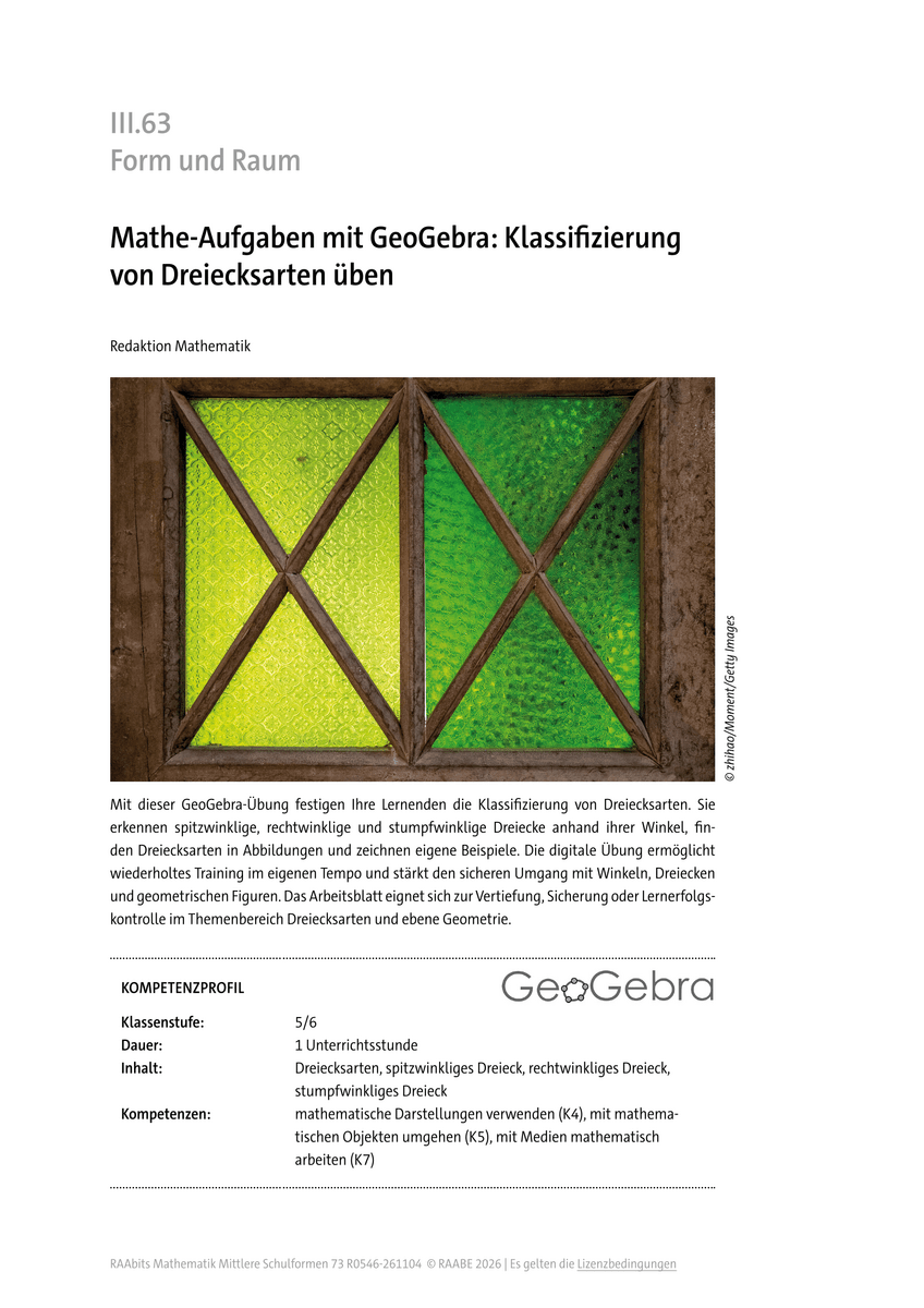Mathe-Aufgaben mit GeoGebra: Klassifizierung von Dreiecksarten üben Mathe-Aufgaben mit GeoGebra: Klassifizierung von Dreiecksarten üben