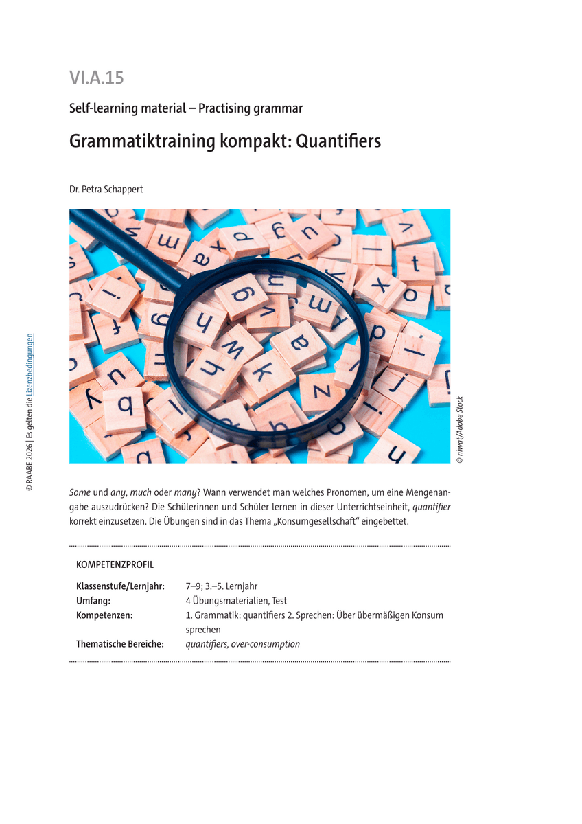 Grammatiktraining kompakt: Quantifiers Grammatiktraining kompakt: Quantifiers