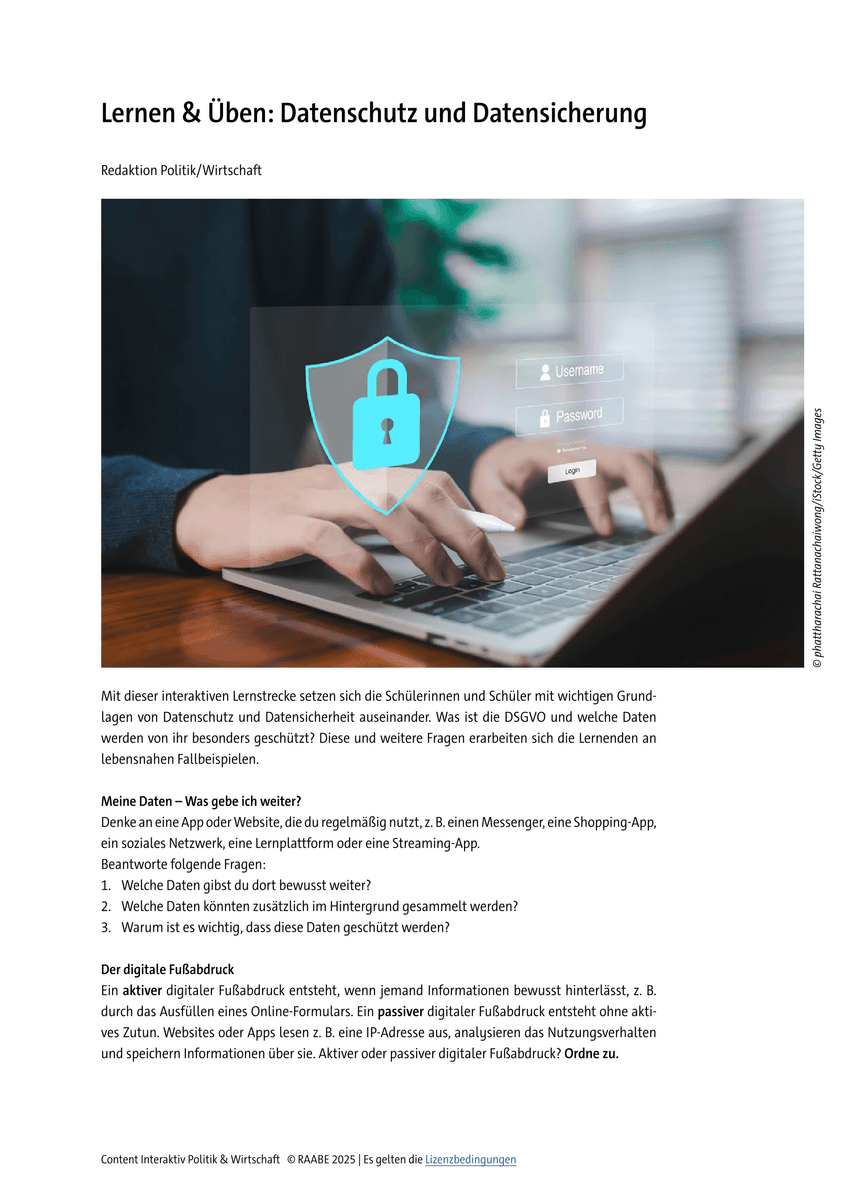 Lernen & Üben: Datenschutz und Datensicherung Lernen & Üben: Datenschutz und Datensicherung