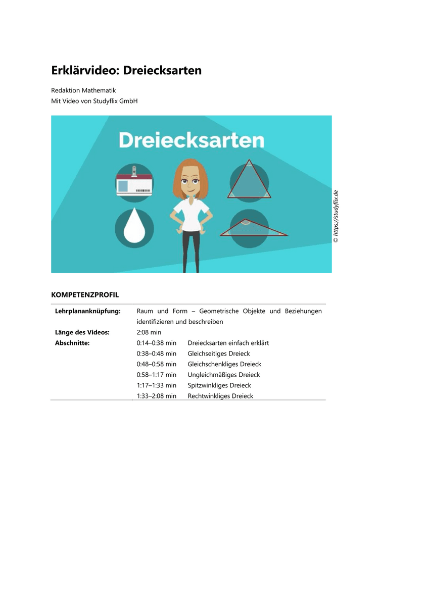 Lernen: Erklärvideo Dreiecksarten Lernen: Erklärvideo Dreiecksarten