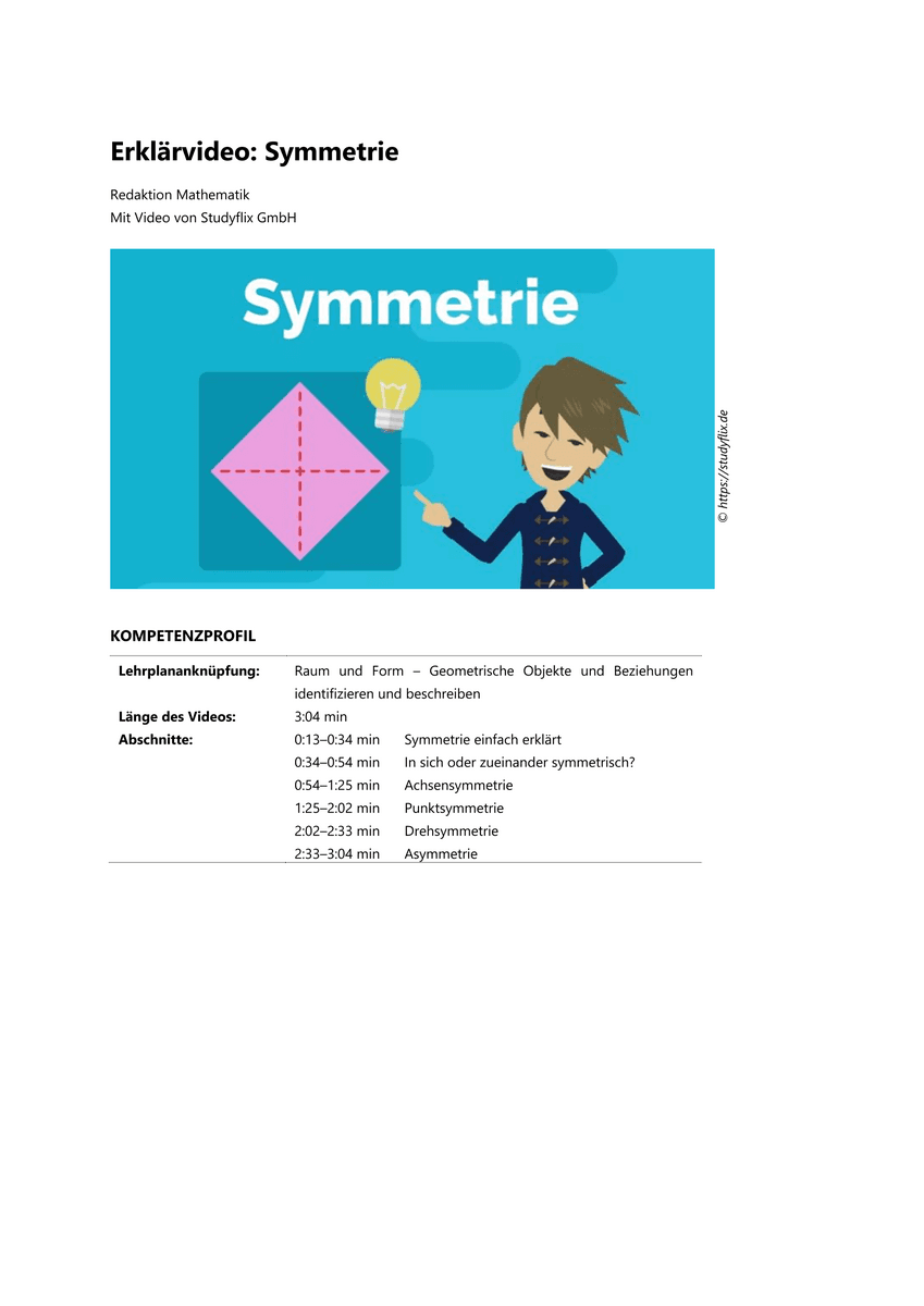 Lernen: Erklärvideo Symmetrie Lernen: Erklärvideo Symmetrie