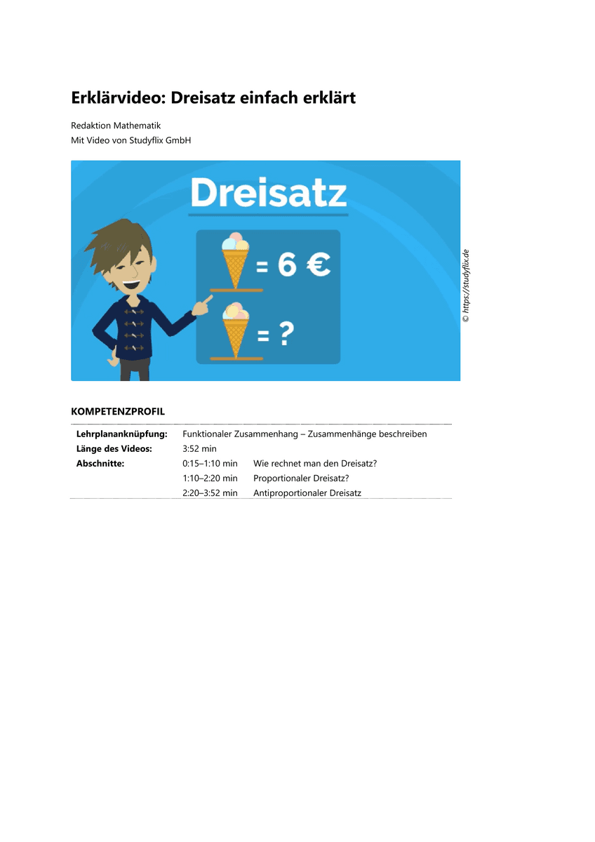 Lernen: Erklärvideo Dreisatz einfach erklärt Lernen: Erklärvideo Dreisatz einfach erklärt