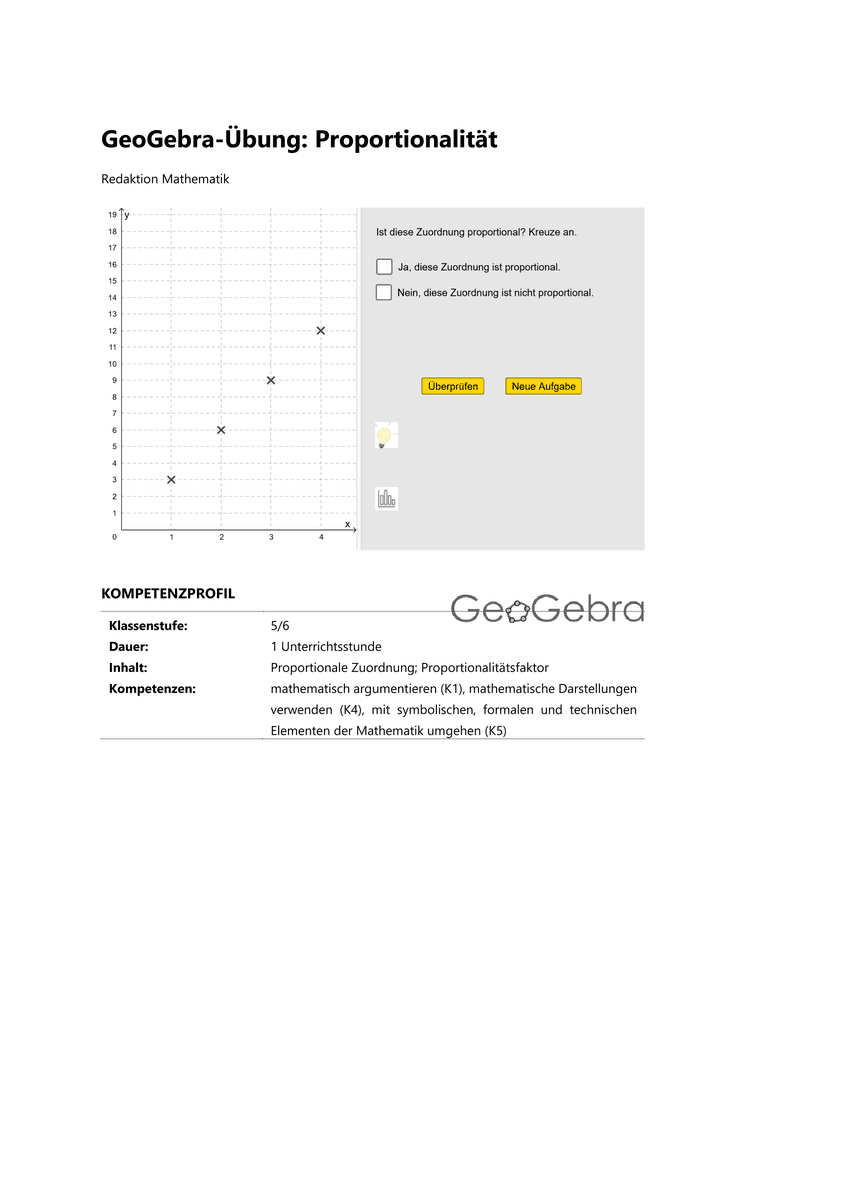 Üben: GeoGebra Proportionalität Üben: GeoGebra Proportionalität