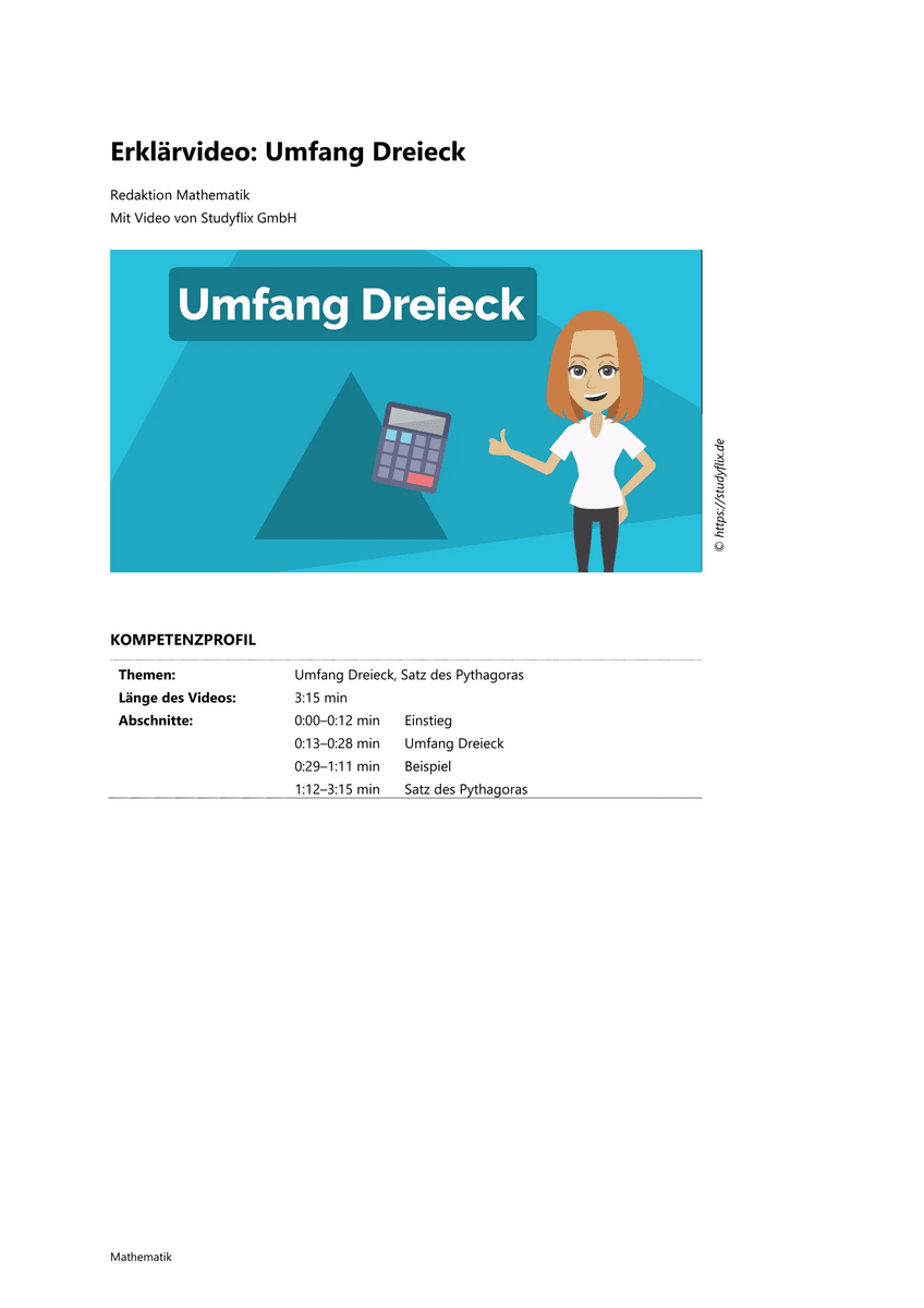Lernen: Erklärvideo Umfang Dreieck Lernen: Erklärvideo Umfang Dreieck