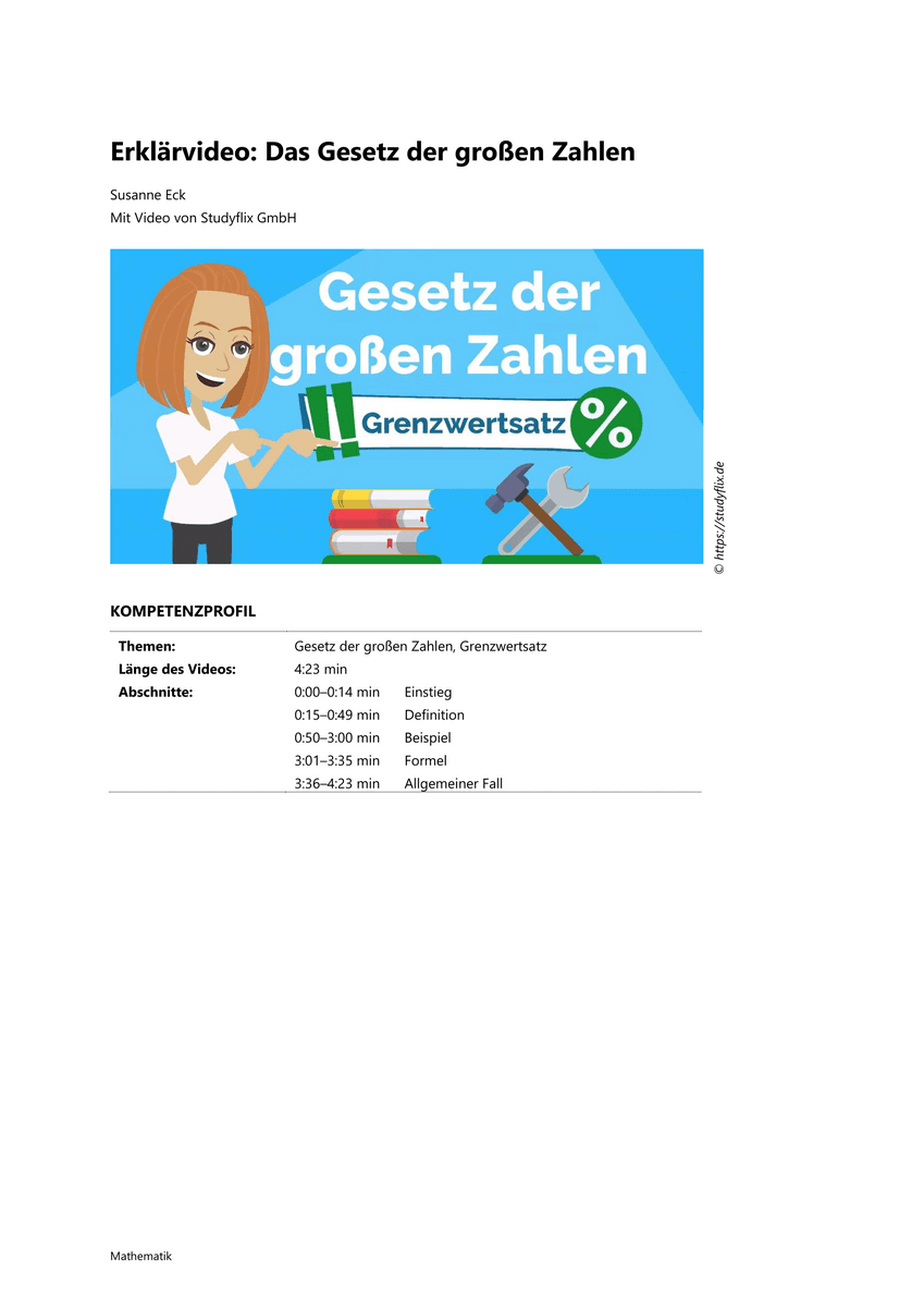 Lernen: Erklärvideo Gesetz der großen Zahlen Lernen: Erklärvideo Gesetz der großen Zahlen