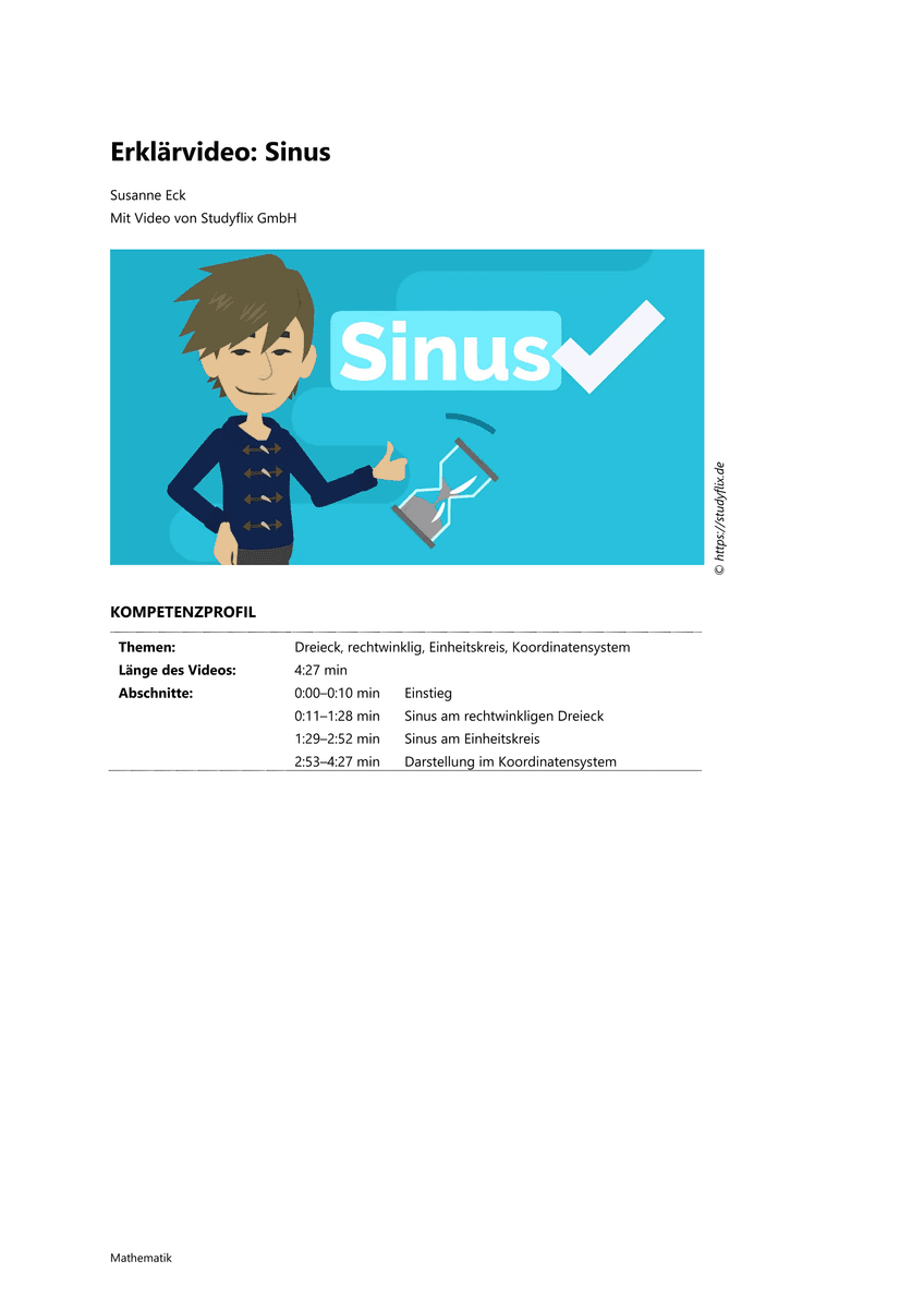 Lernen: Erklärvideo Sinus Lernen: Erklärvideo Sinus