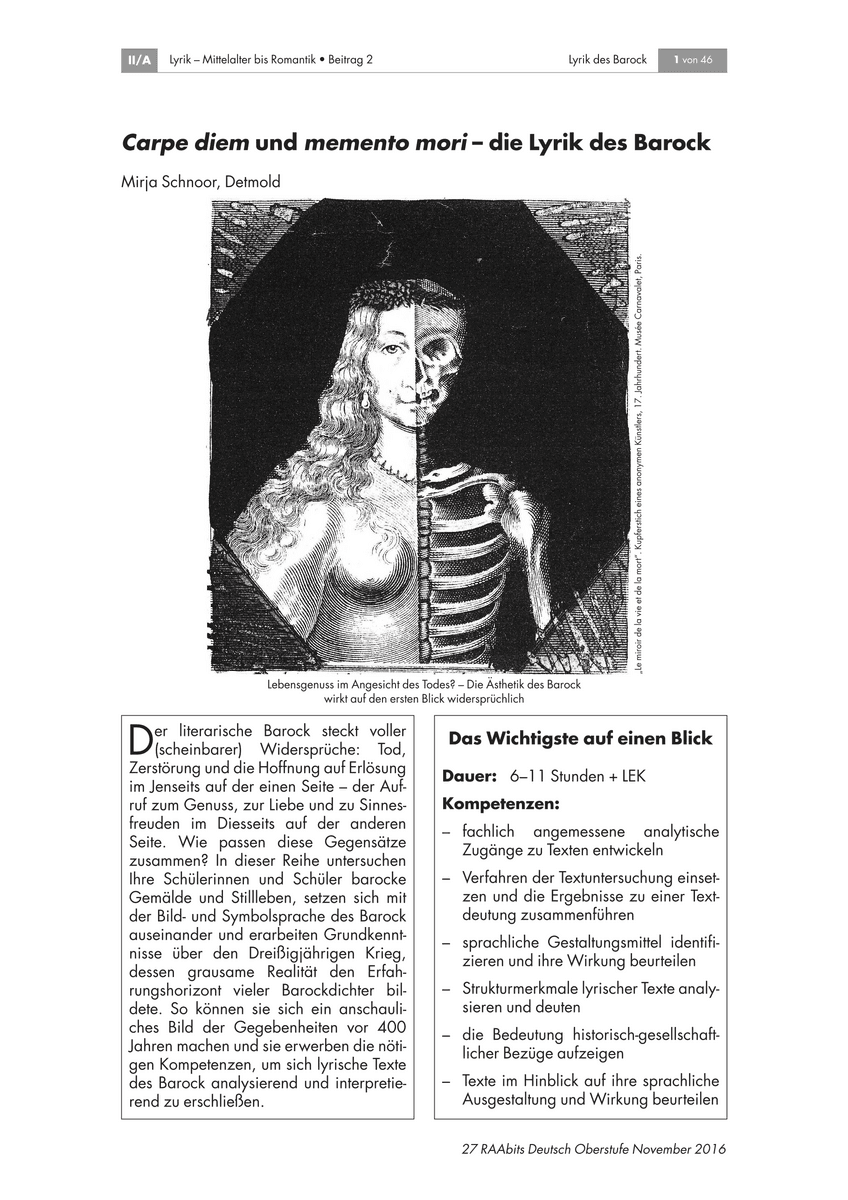 Die Lyrik des Barock Die Lyrik des Barock