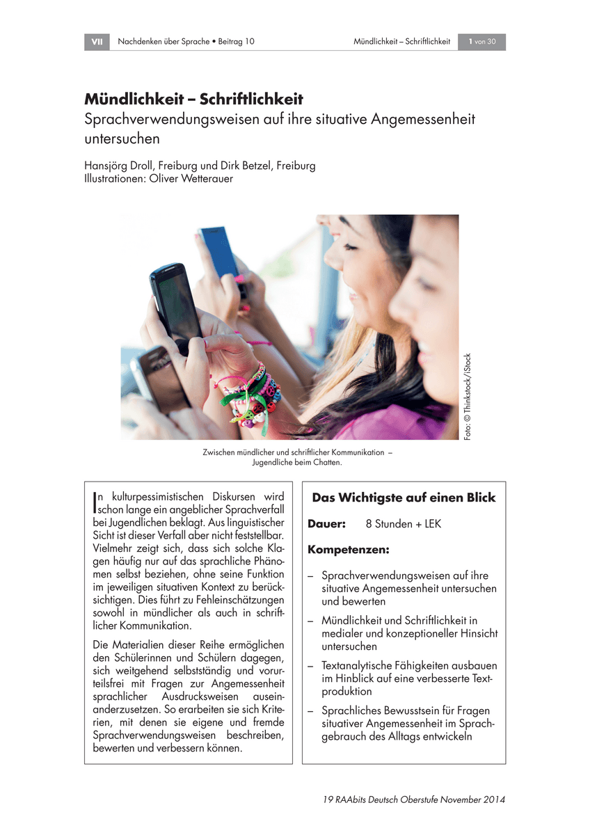 Mündlichkeit – Schriftlichkeit Mündlichkeit – Schriftlichkeit