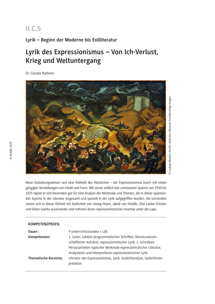 Lyrik des Expressionismus Lyrik des Expressionismus