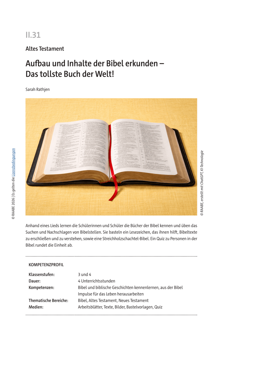 Aufbau und Inhalte der Bibel erkunden Aufbau und Inhalte der Bibel erkunden