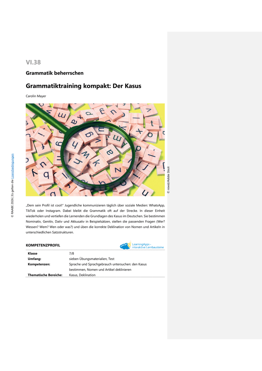 Grammatik: Kasus Grammatik: Kasus