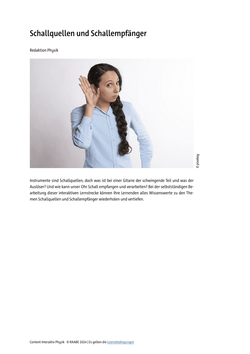 Üben: Schallquellen und Schallempfänger Üben: Schallquellen und Schallempfänger