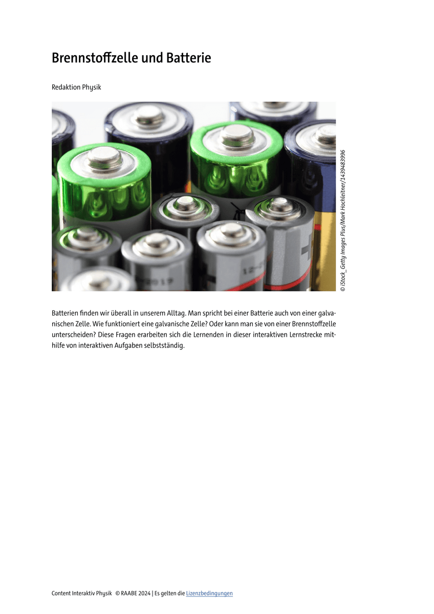 Üben: Brennstoffzelle und Batterie Üben: Brennstoffzelle und Batterie