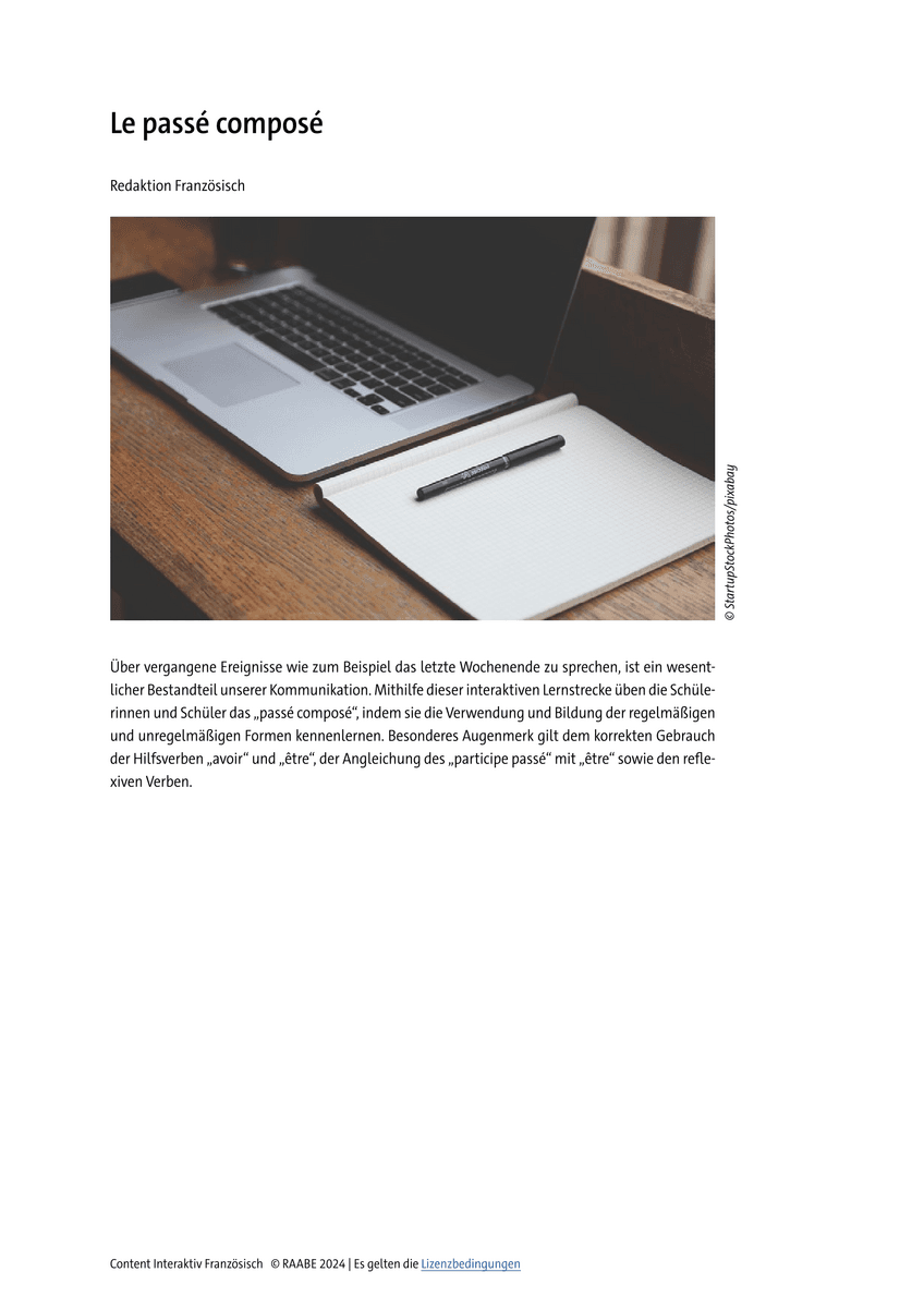 Le passé composé Le passé composé