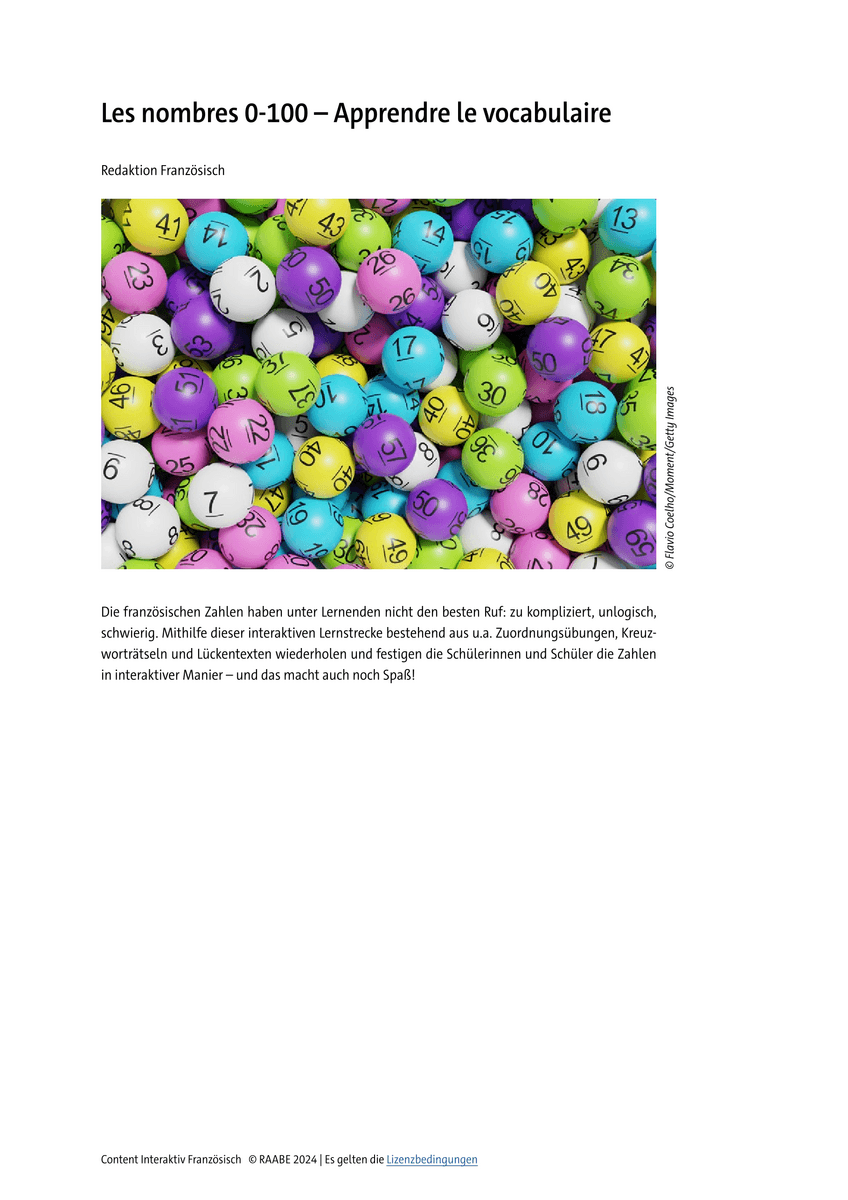 Les nombres 0-100 Les nombres 0-100