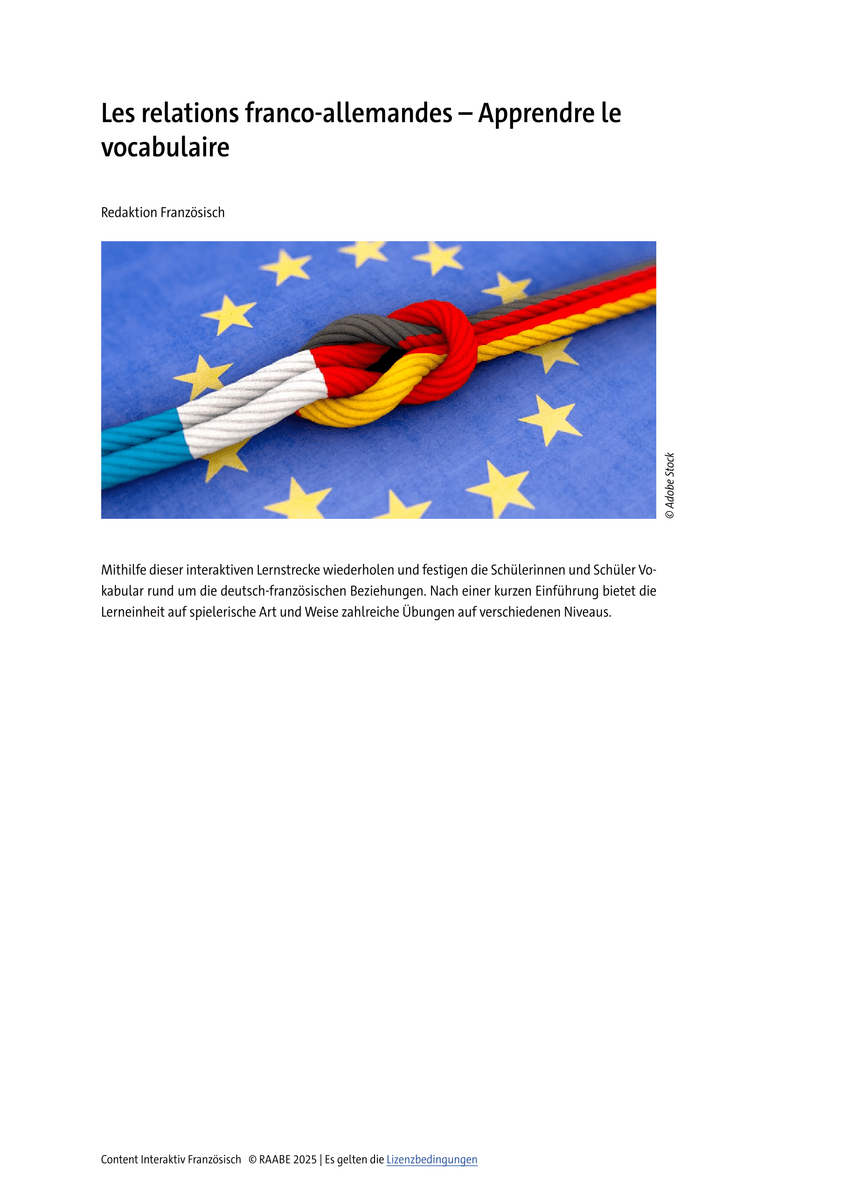 Les relations franco-allemandes Les relations franco-allemandes