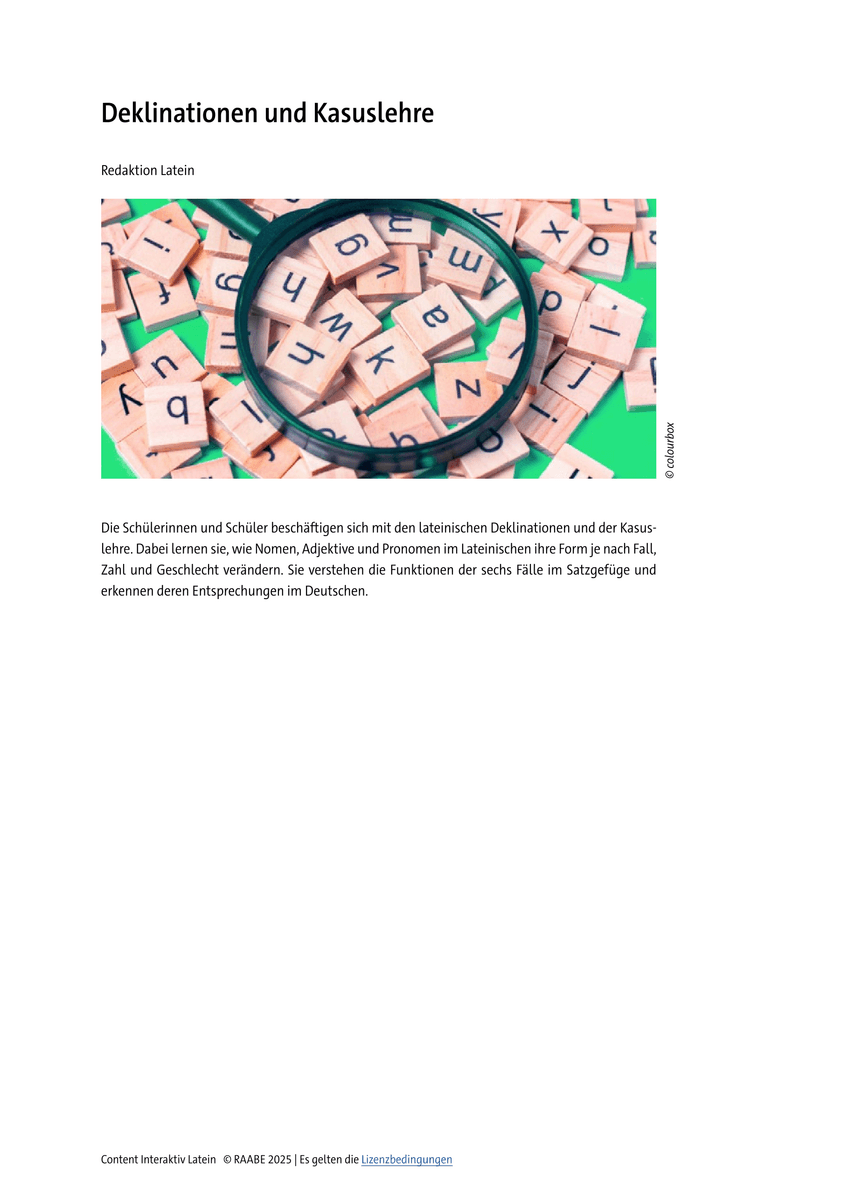 Deklinationen und Kasuslehre Deklinationen und Kasuslehre
