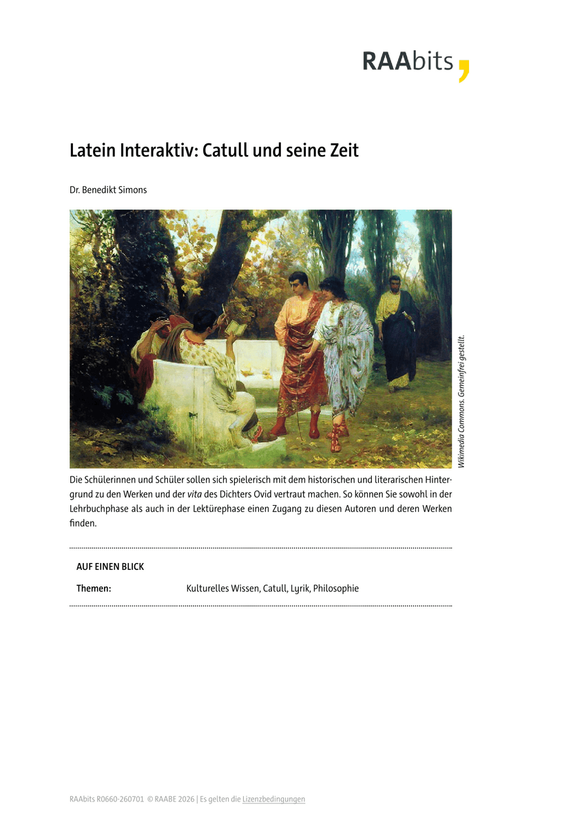Sachthemen: Catull und seine Zeit Sachthemen: Catull und seine Zeit