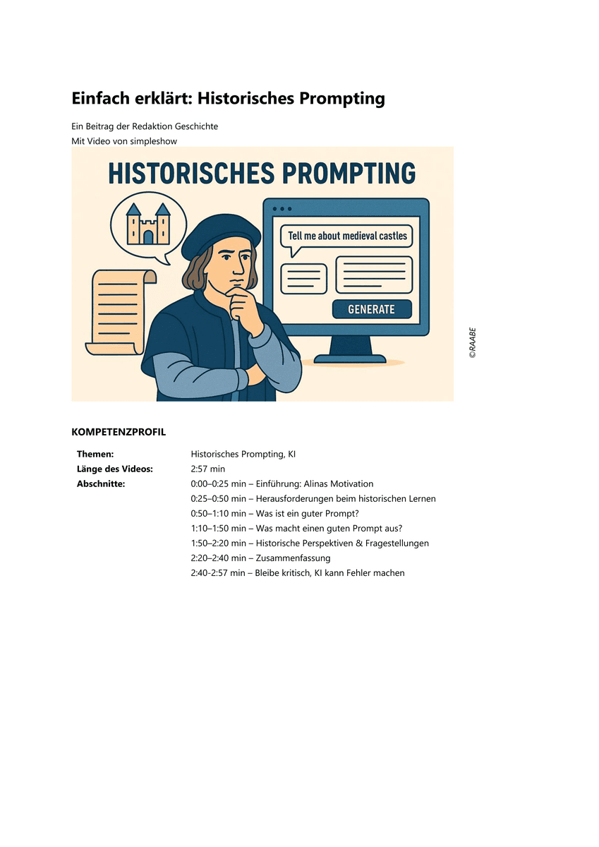 Einfach erklärt: Historisches Prompting Einfach erklärt: Historisches Prompting