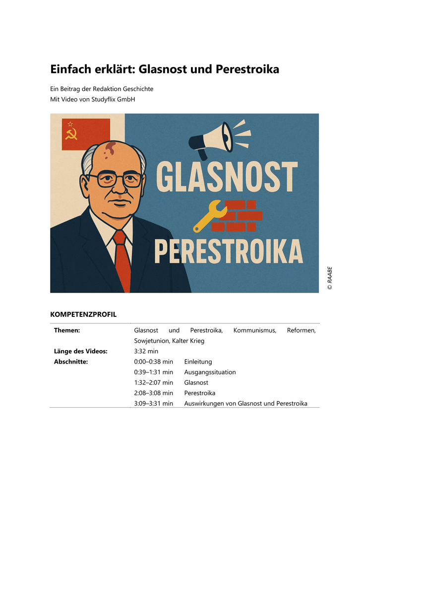 Einfach erklärt: Glasnost und Perestroika Einfach erklärt: Glasnost und Perestroika
