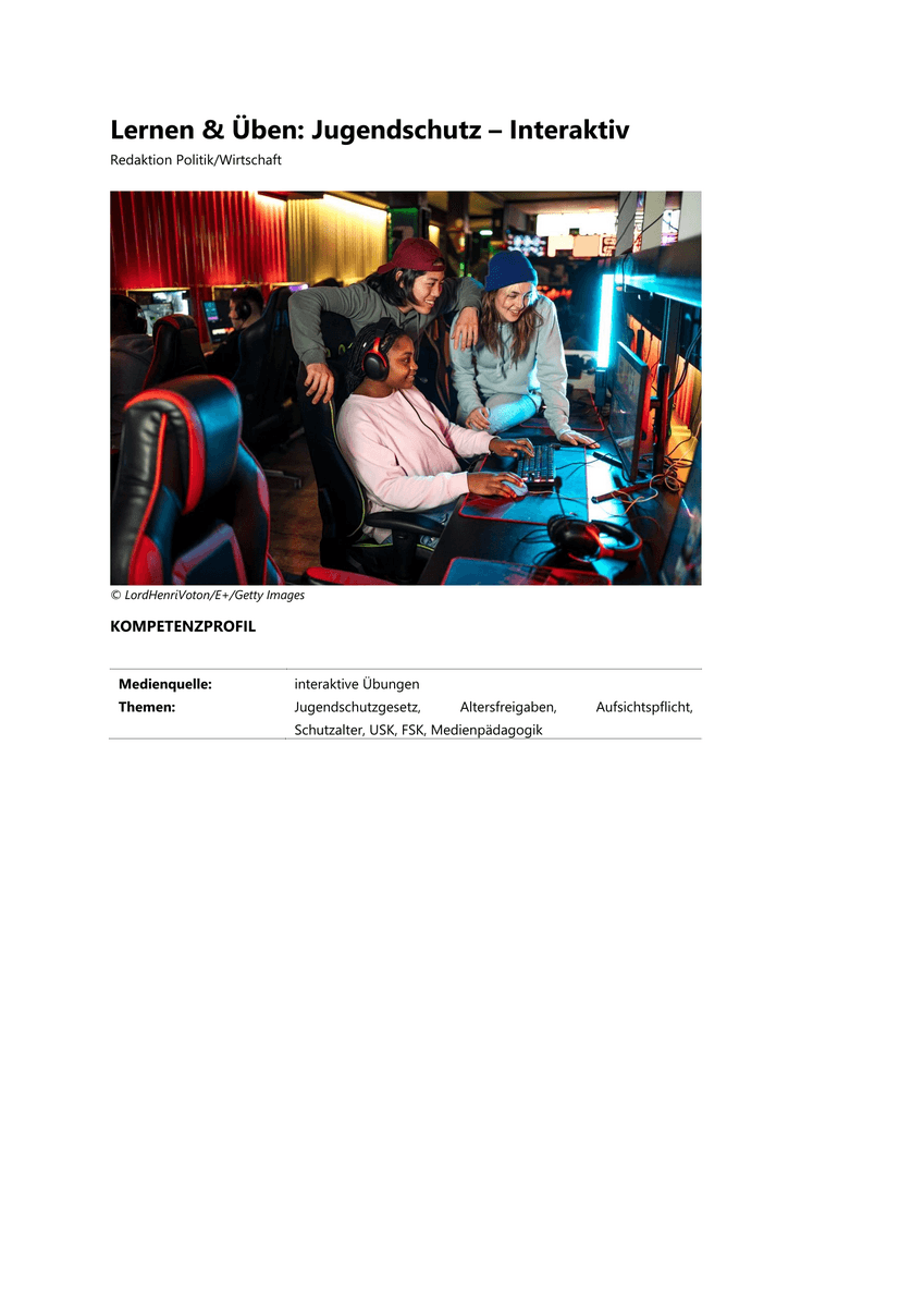 Lernen & Üben: Jugendschutz Lernen & Üben: Jugendschutz