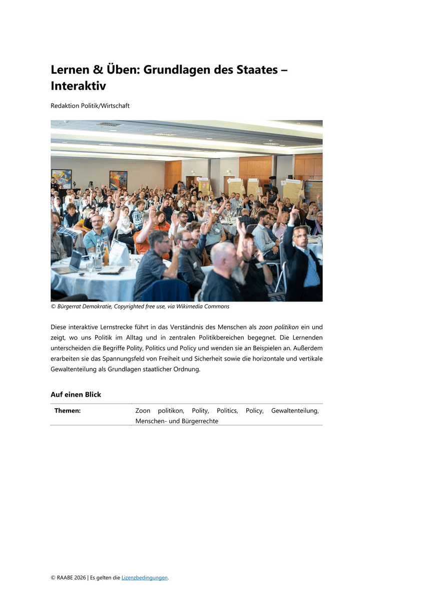 Lernen & Üben: Grundlagen des Staates Lernen & Üben: Grundlagen des Staates