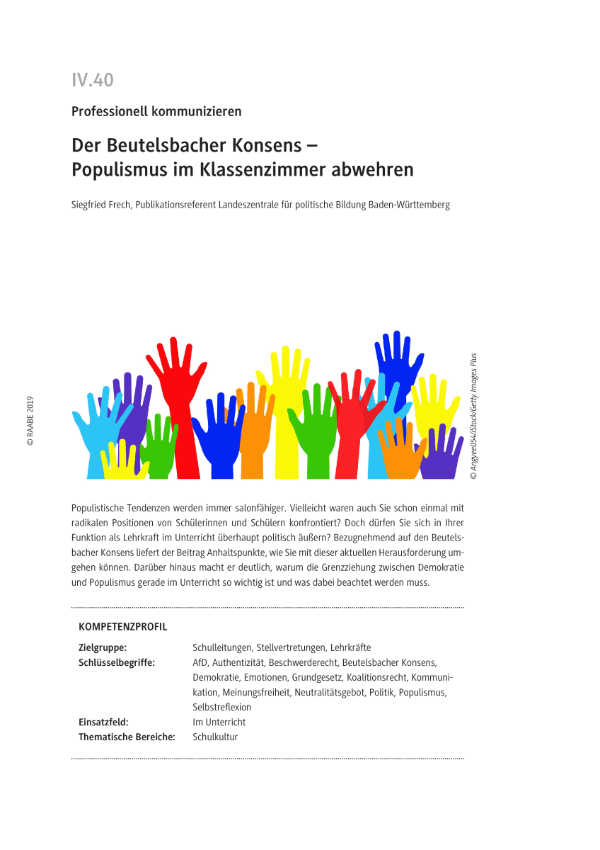 Der Beutelsbacher Konsens Der Beutelsbacher Konsens