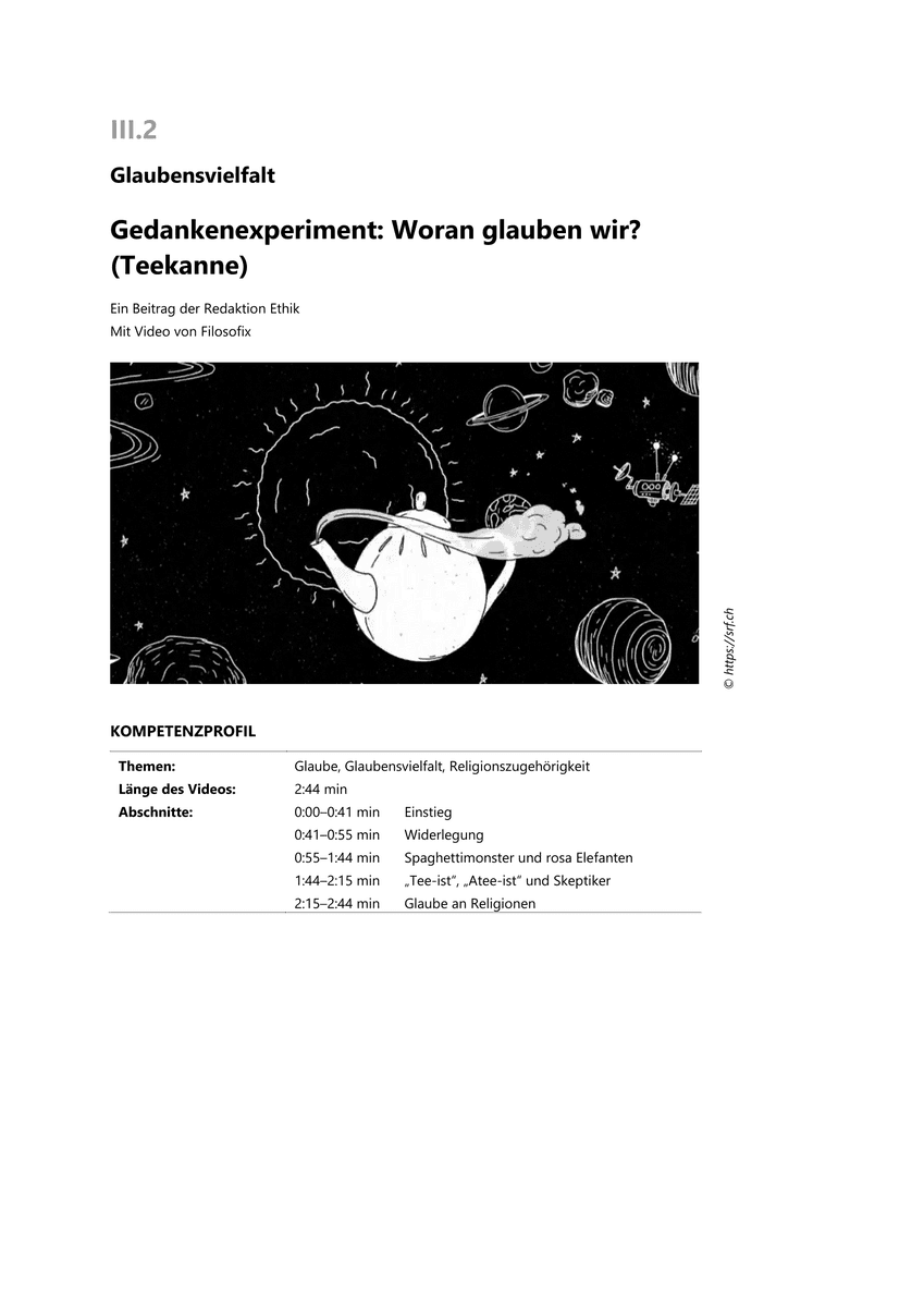 Gedankenexperiment: Woran glauben wir? Gedankenexperiment: Woran glauben wir?