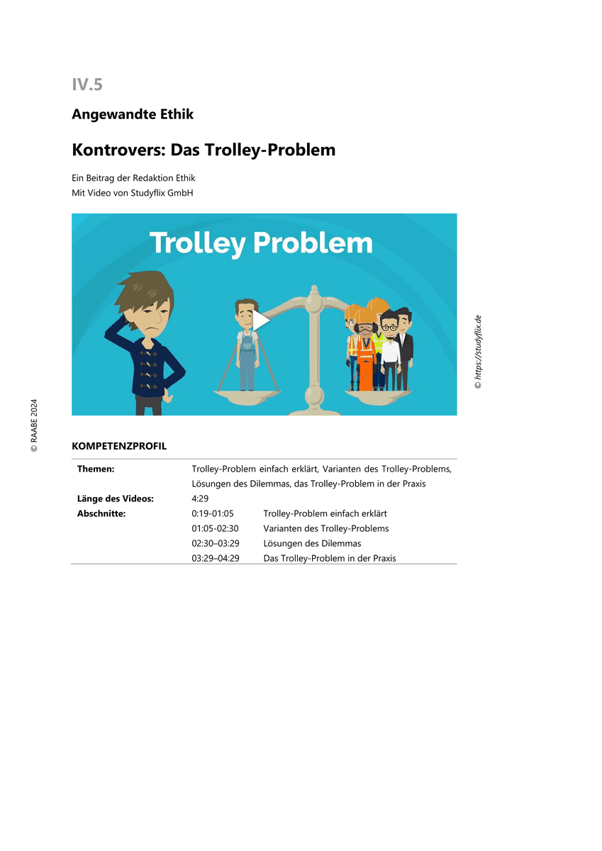 Kontrovers: Das Trolley-Problem Kontrovers: Das Trolley-Problem