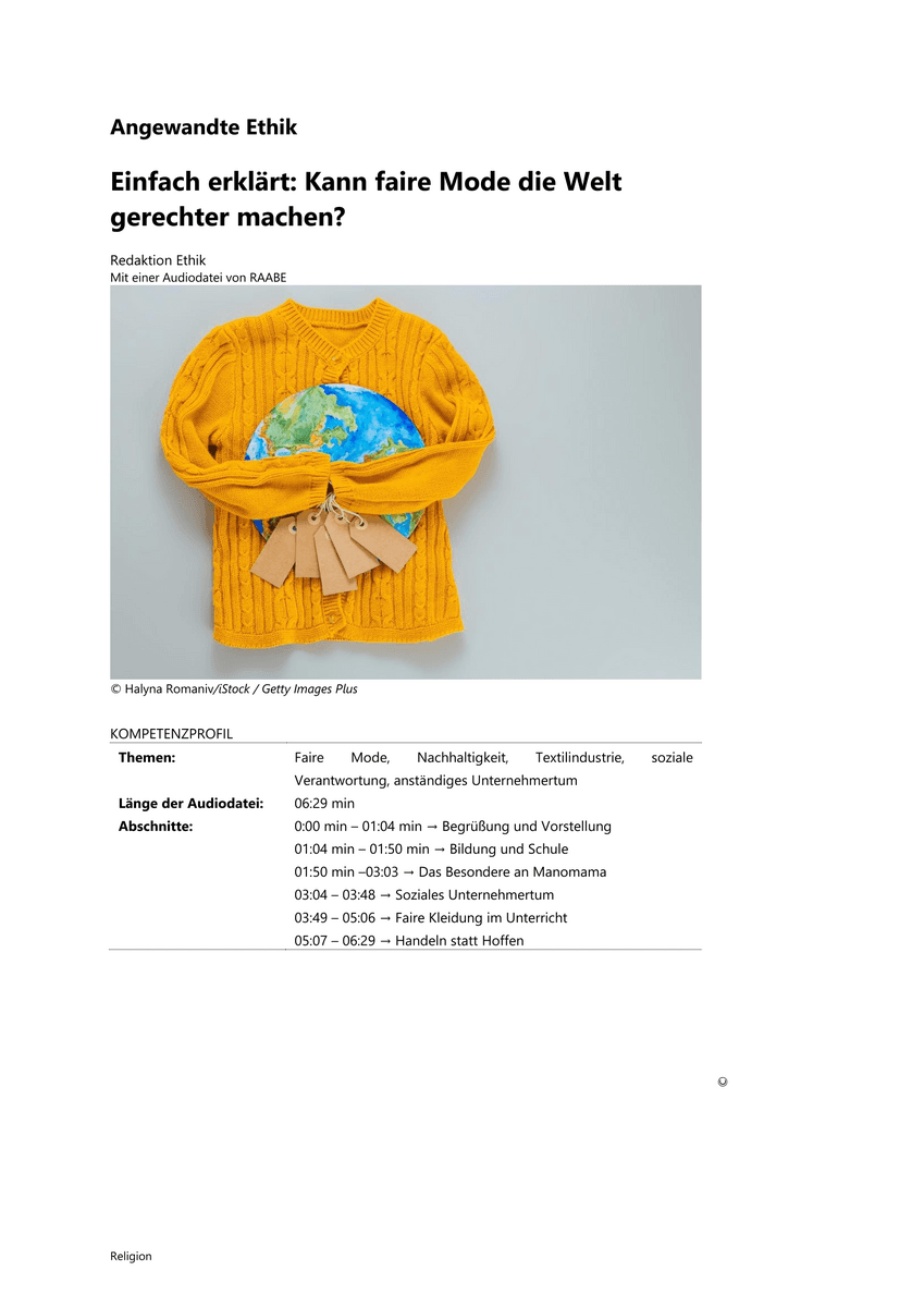 Angewandte Ethik: Kann faire Mode die Welt gerechter machen? Angewandte Ethik: Kann faire Mode die Welt gerechter machen?