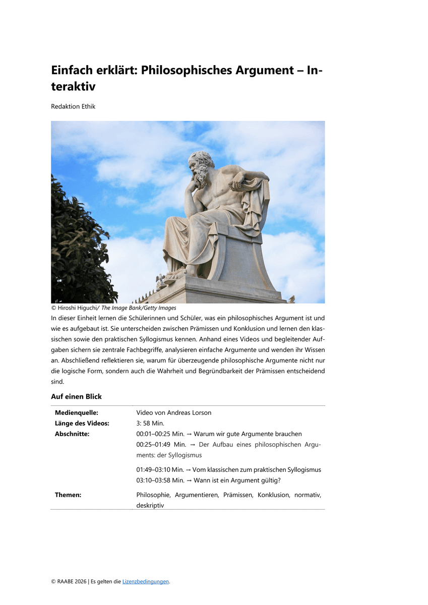 Einfach erklärt: Philosophisches Argument Einfach erklärt: Philosophisches Argument