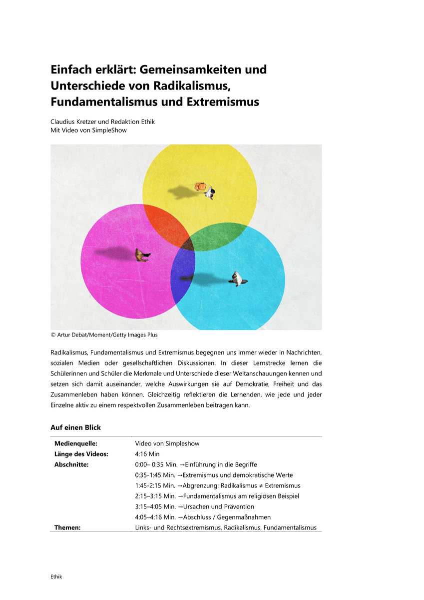 Einfach erklärt: Gemeinsamkeiten und Unterschiede von Radikalismus, Fundamentalismus und Extremismus Einfach erklärt: Gemeinsamkeiten und Unterschiede von Radikalismus, Fundamentalismus und Extremismus