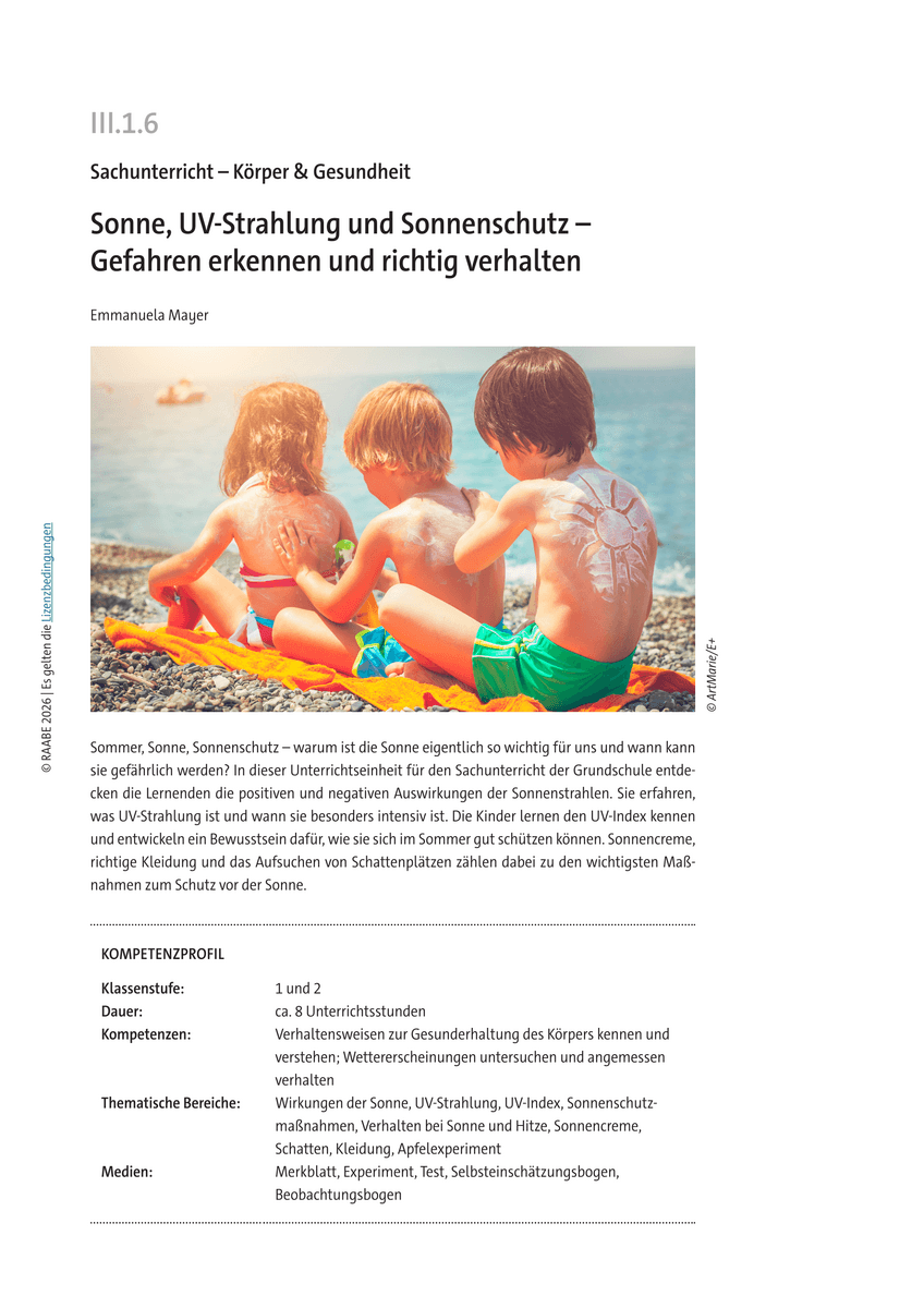 Sonne, UV-Strahlung und Sonnenschutz Sonne, UV-Strahlung und Sonnenschutz
