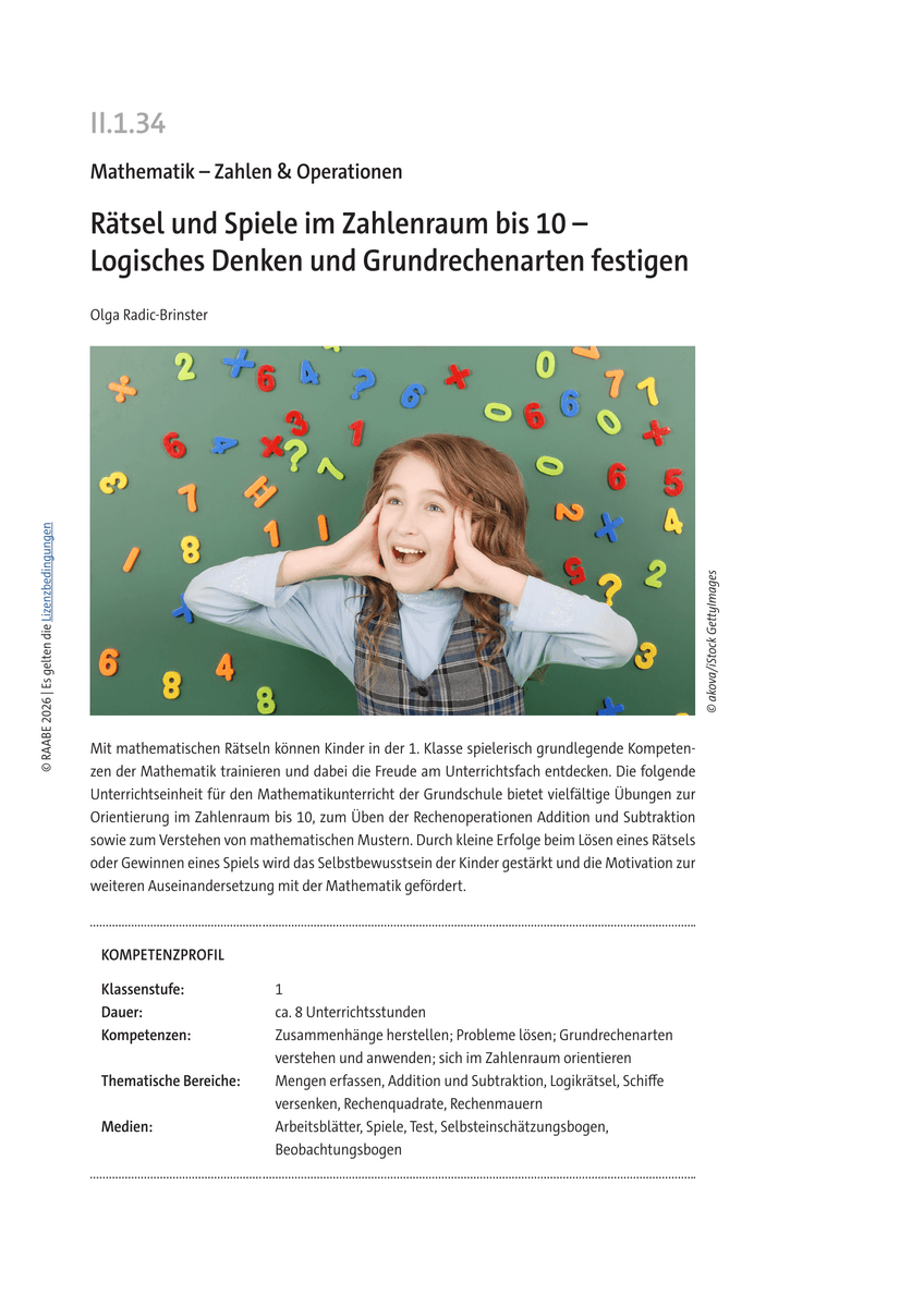 Rätsel und Spiele im Zahlenraum bis 10 Rätsel und Spiele im Zahlenraum bis 10