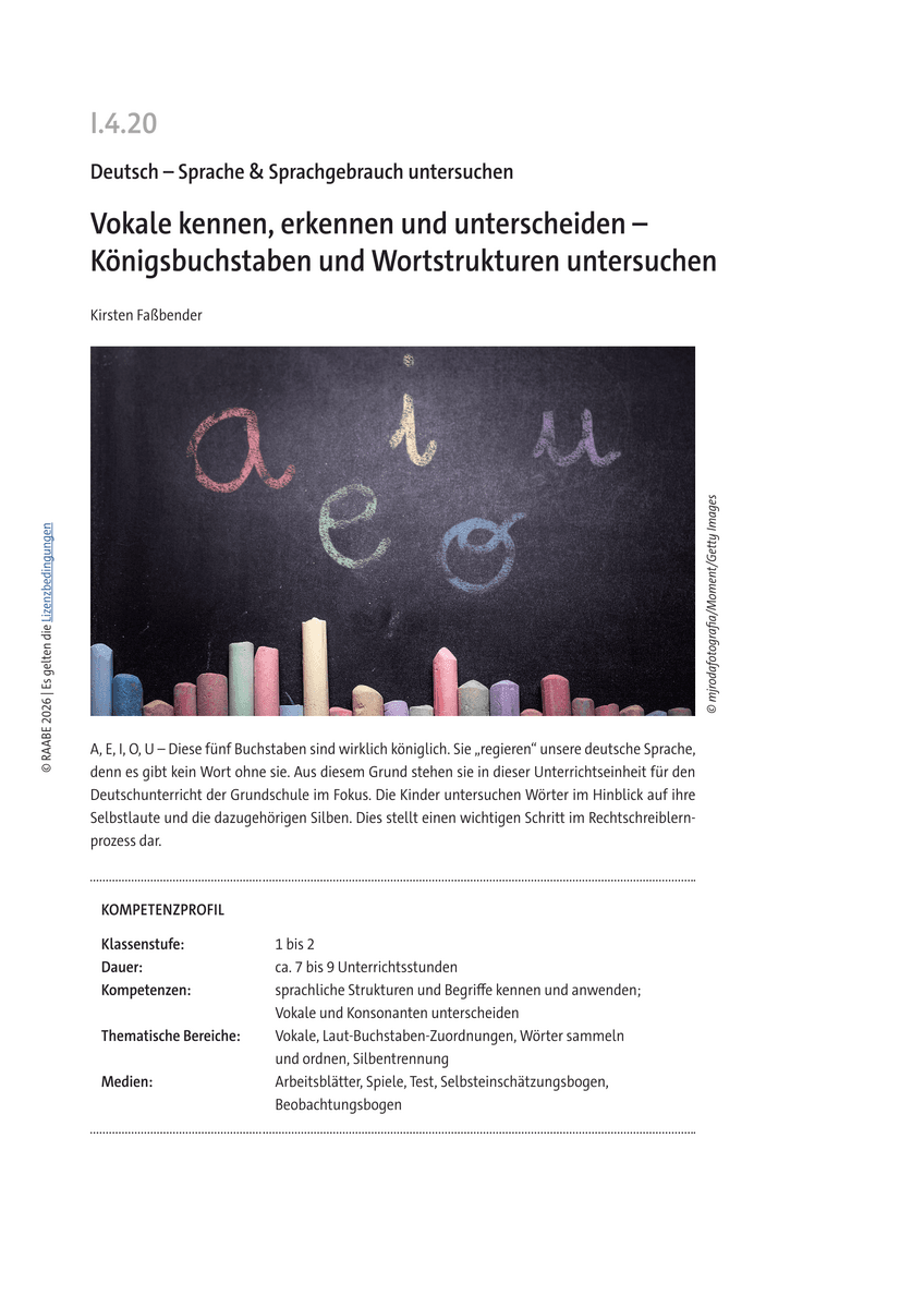 Vokale kennen, erkennen und unterscheiden Vokale kennen, erkennen und unterscheiden