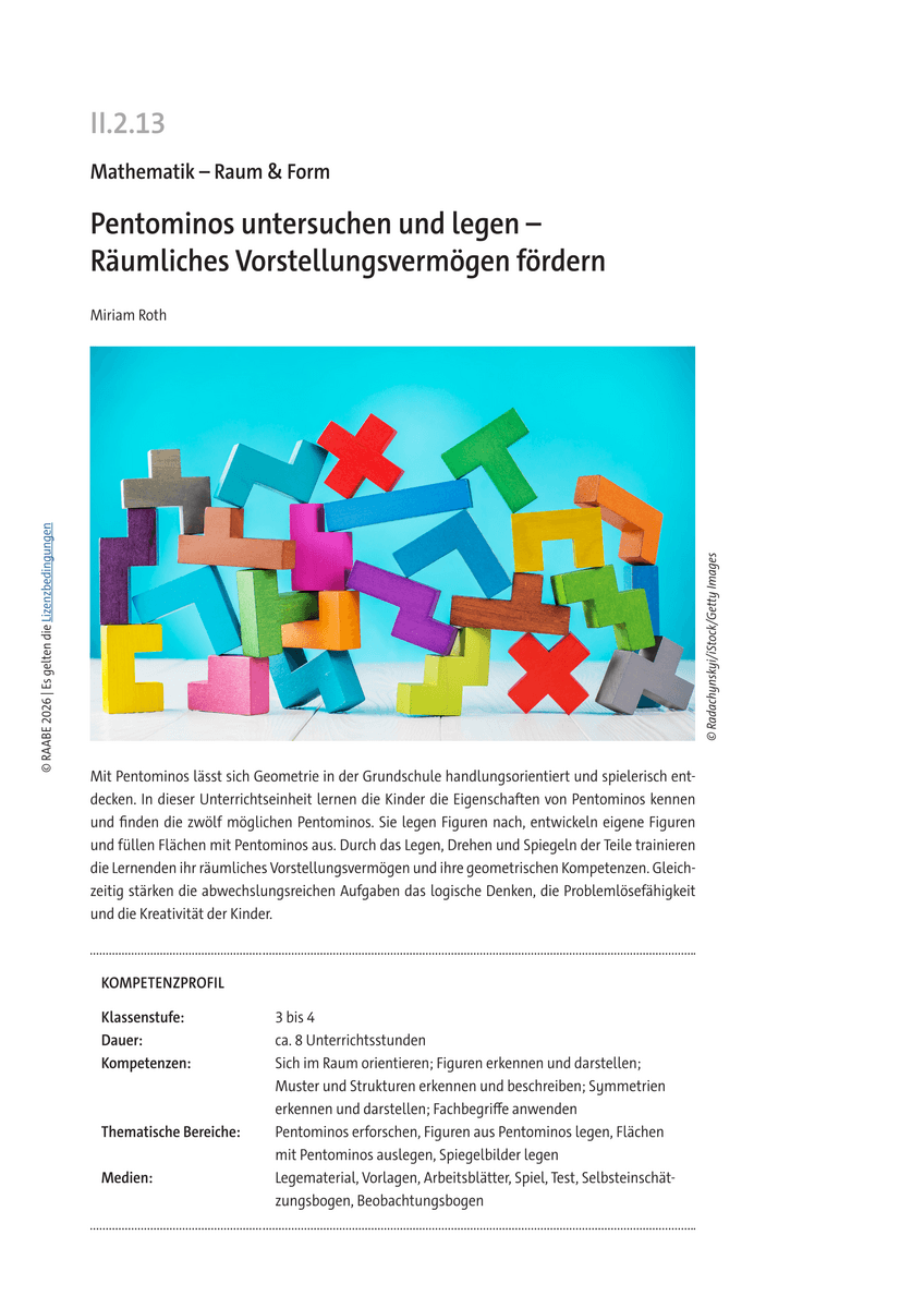 Pentominos untersuchen und legen Pentominos untersuchen und legen