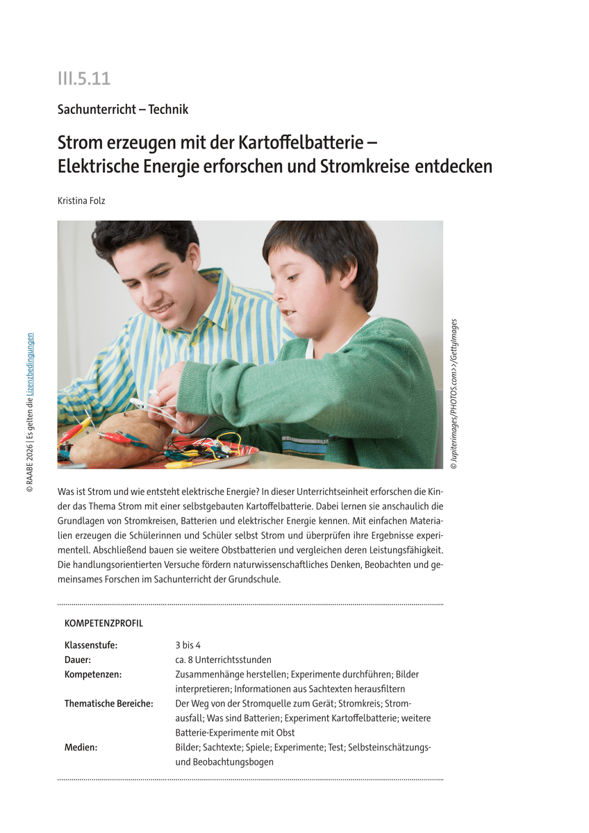 Strom erzeugen mit der Kartoffelbatterie Strom erzeugen mit der Kartoffelbatterie